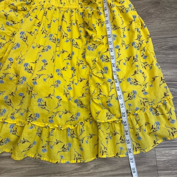 Happy X Nature Yellow Meadow Ditzy Floral Ruffle Sleeve Tiered Prairie Dress - Picture 14 of 16
